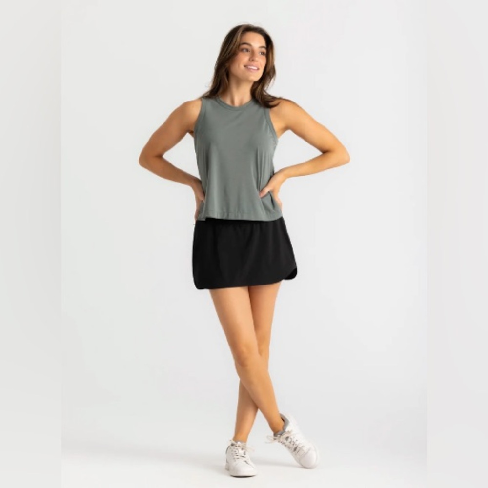 Free Fly Bamboo-Lined Active Breeze Skort 13” Black High Waist Athletic Skirt S